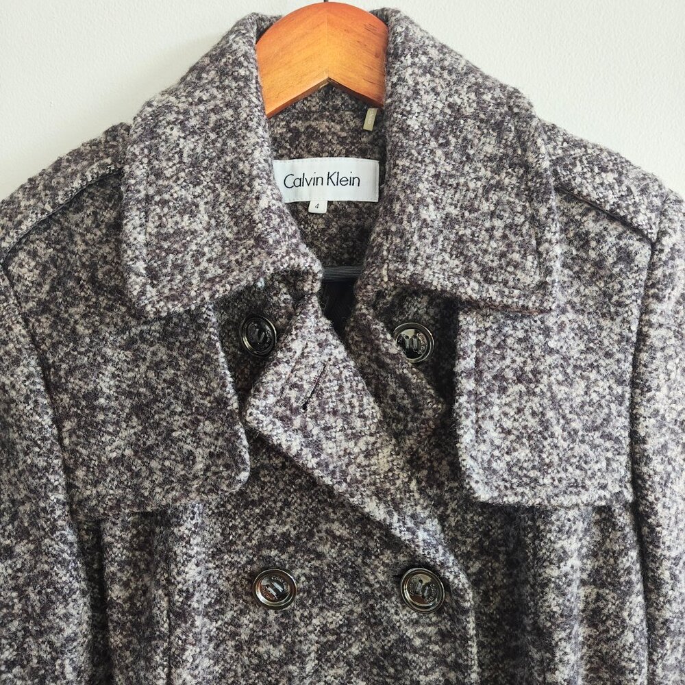 CALVIN KLEIN Tweed Trench Coat - Picture 9 of 11